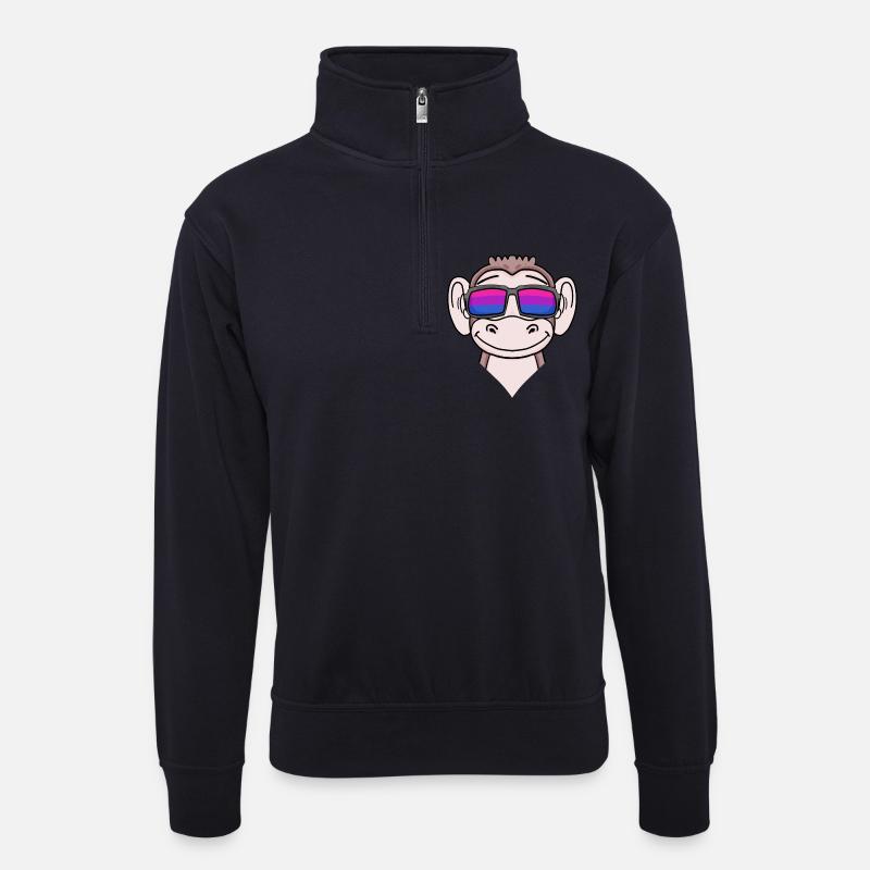 Bisexuell Affe Geschenk - Unisex Pullover mit Zip-Kragen - Dunkelnavy