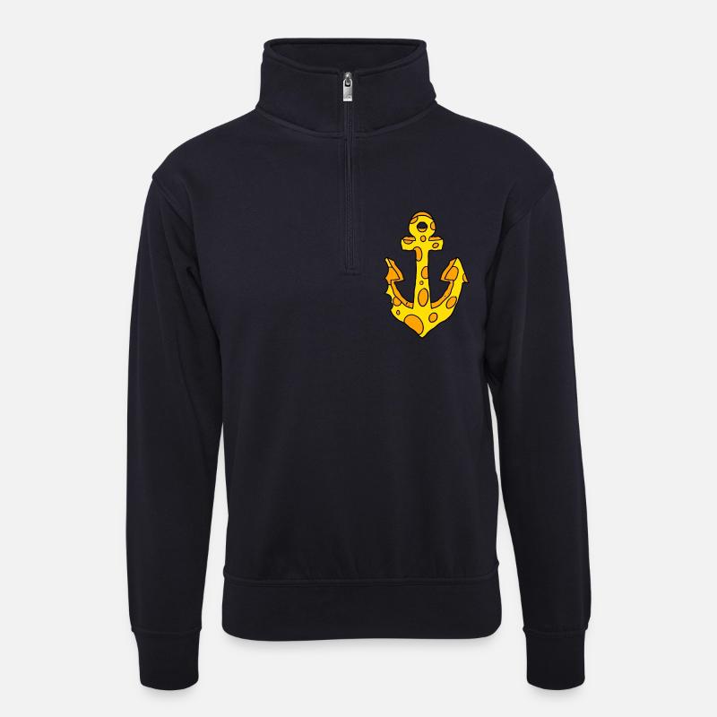 Anker Cheese - Unisex sweater with zip collar - dark navy