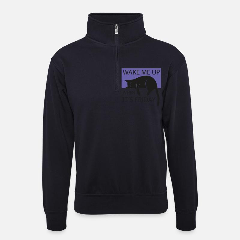 Wake me up when it's friday! - Unisex Pullover mit Zip-Kragen - Dunkelnavy