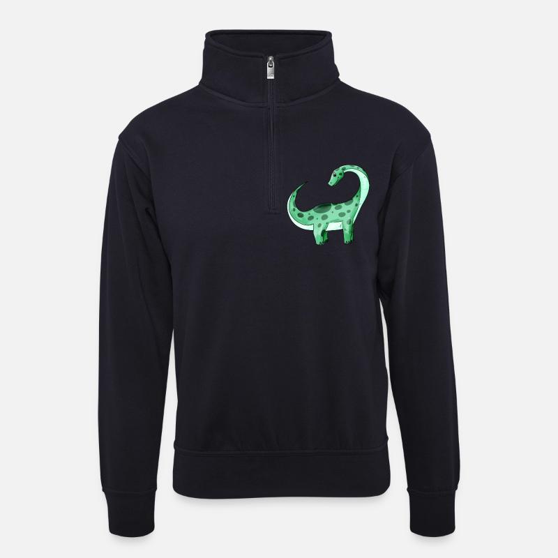 Dinosaurier - Unisex Pullover mit Zip-Kragen - Dunkelnavy