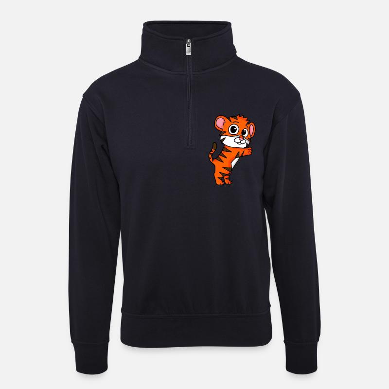 Niedlicher Tiger - Unisex Pullover mit Zip-Kragen - Dunkelnavy
