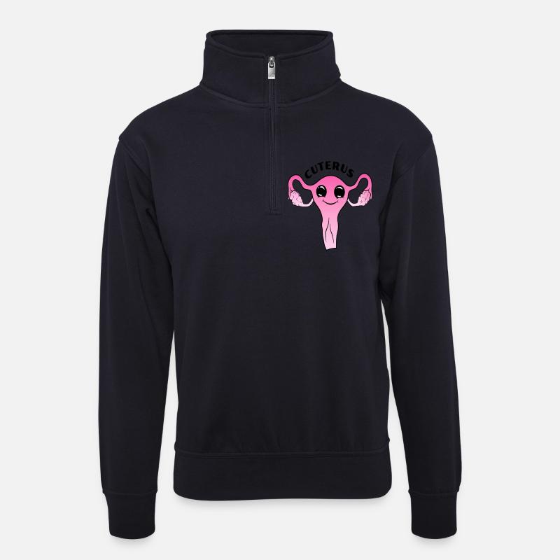 Cuterus niedlicher Uterus - Unisex Pullover mit Zip-Kragen - Dunkelnavy