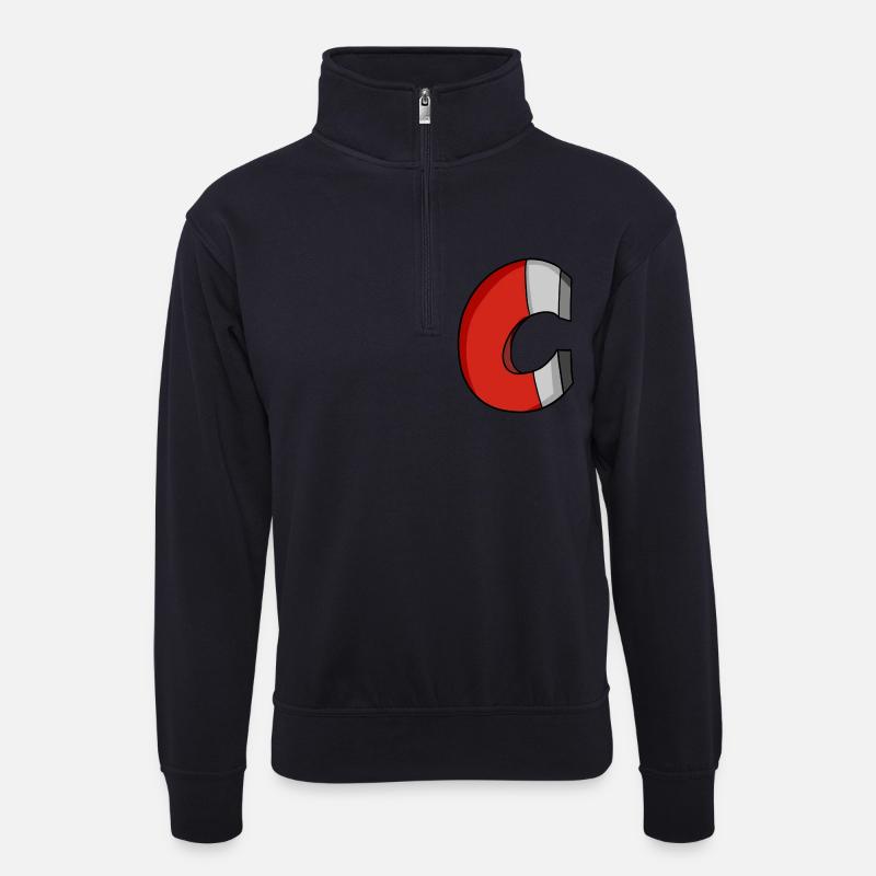 Hufeisen magnet - Unisex Pullover mit Zip-Kragen - Dunkelnavy