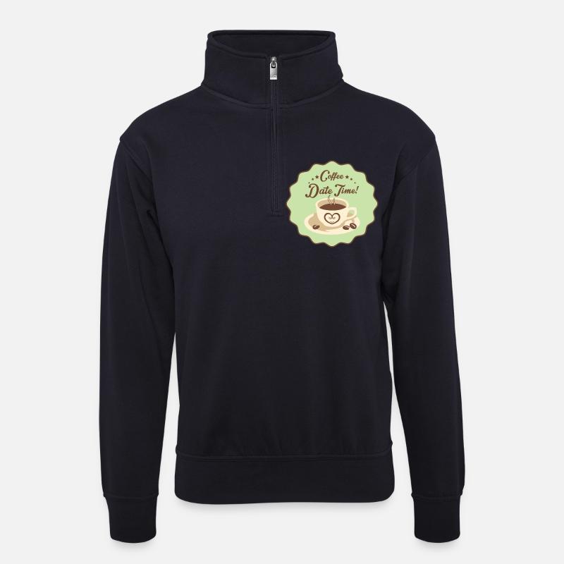 Coffee Date Time - Unisex Pullover mit Zip-Kragen - Dunkelnavy