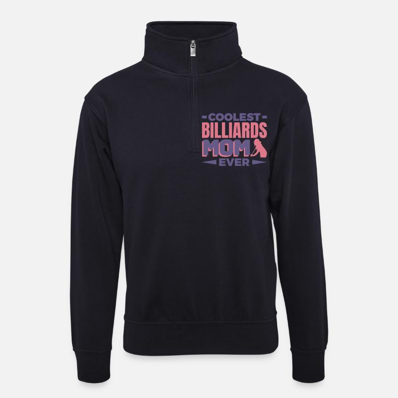 Billard Mutter - Unisex Pullover mit Zip-Kragen - Dunkelnavy