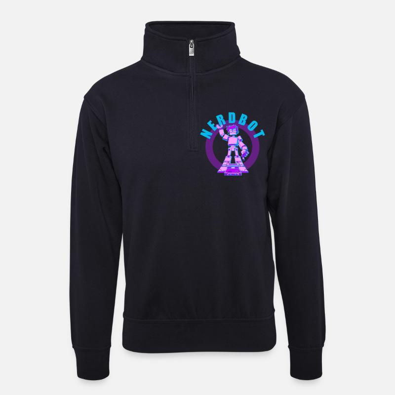NERDY forever - Nerdbot - Unisex Pullover mit Zip-Kragen - Dunkelnavy