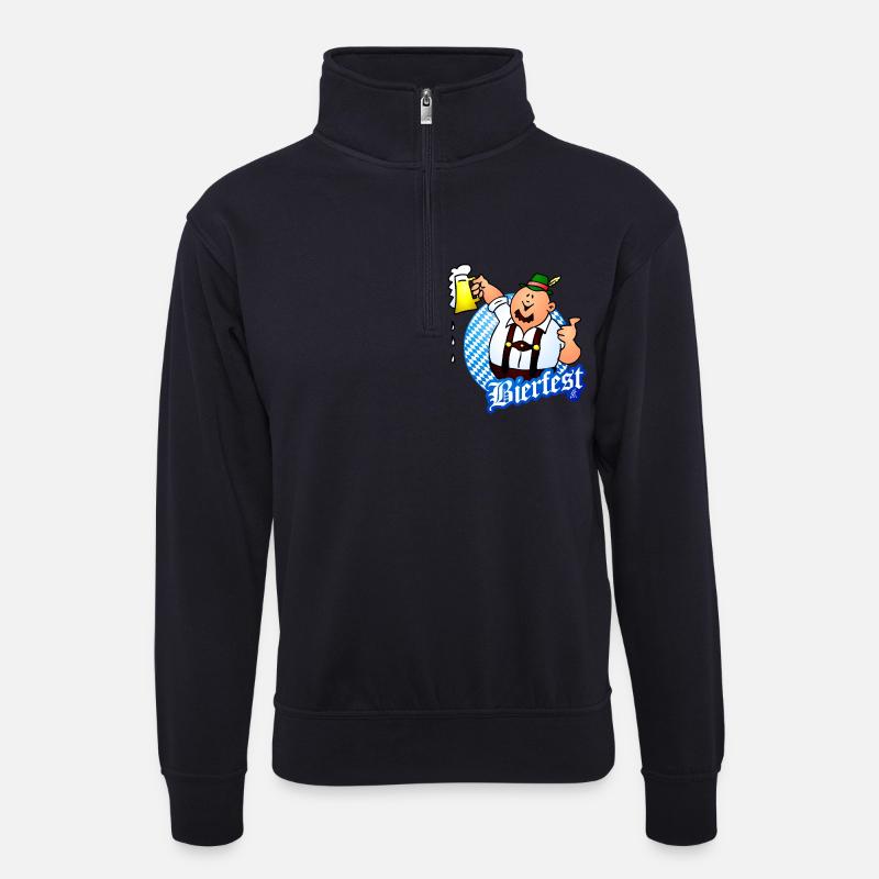 Bierfest Traditionelles Bierfest-Design - Unisex Pullover mit Zip-Kragen - Dunkelnavy