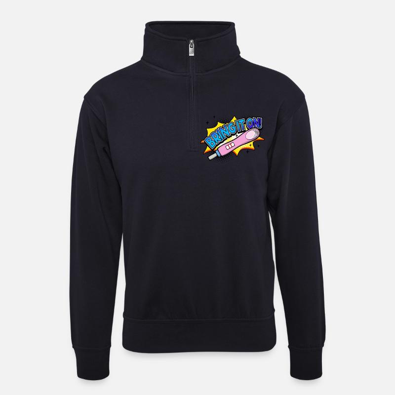 Déclaration de grossesse mère bébé - Sweat col montant zippé unisexe - bleu marine foncé