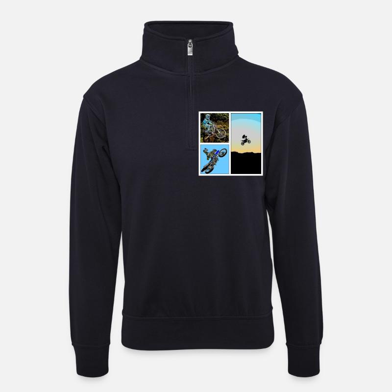 Motocross - Unisex Pullover mit Zip-Kragen - Dunkelnavy