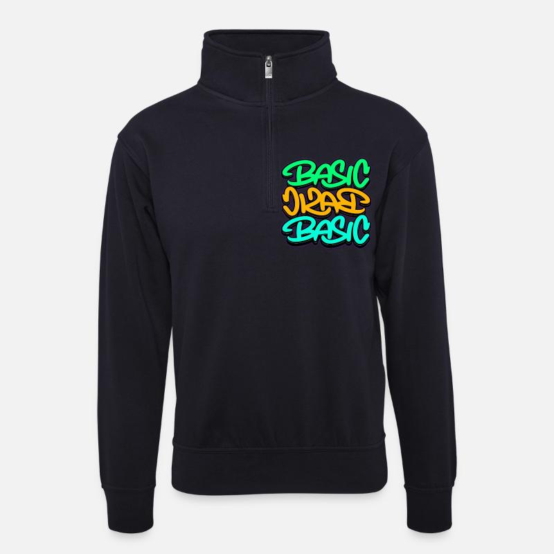 Urban Graffiti Basic Dreifach Schrift - Unisex Pullover mit Zip-Kragen - Dunkelnavy
