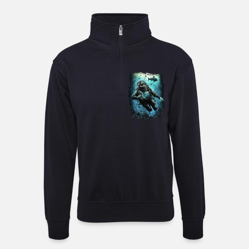 Taucher unter Wasser - Unisex Pullover mit Zip-Kragen - Dunkelnavy