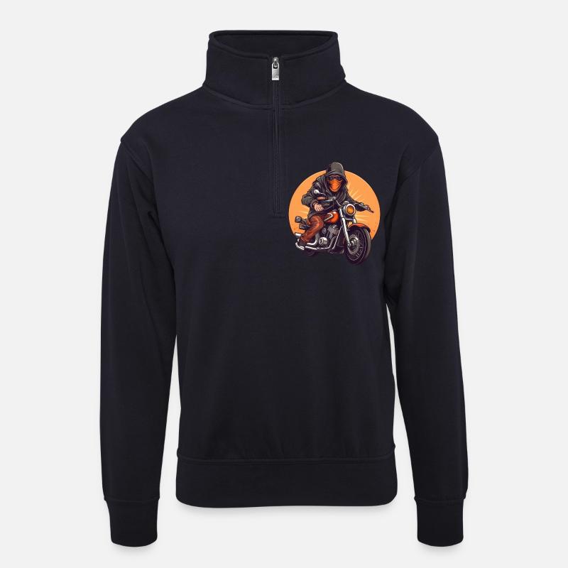 Cooler Motorradfahrer - Unisex Pullover mit Zip-Kragen - Dunkelnavy