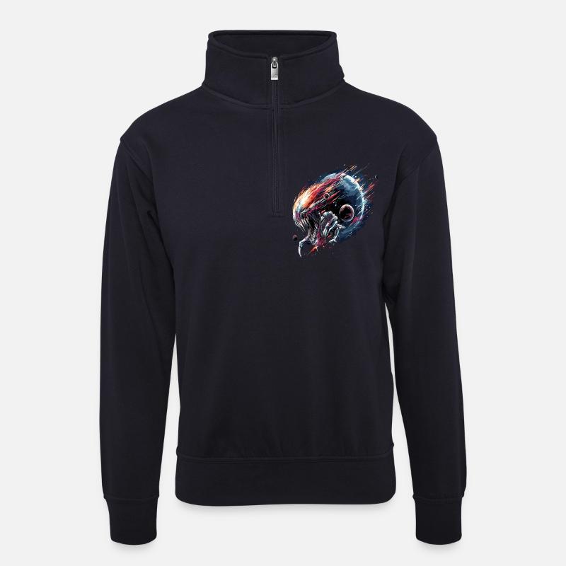 Alien Creature Planet Sci-Fi - Unisex sweater with zip collar - dark navy