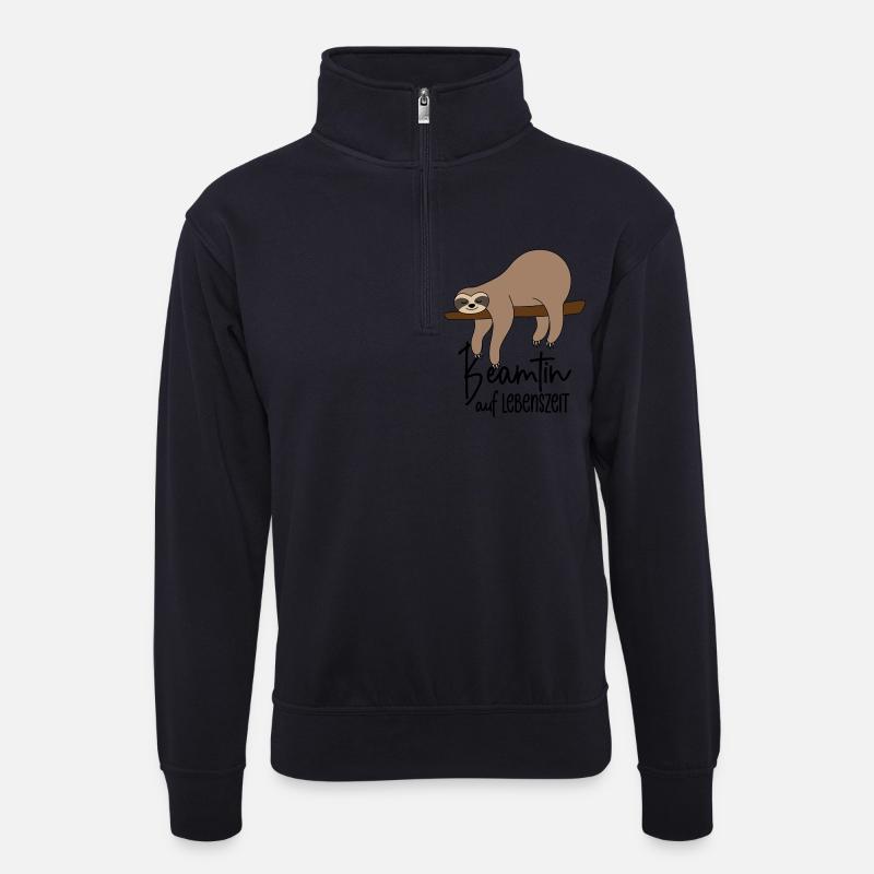 Beamtin auf Lebenszeit - Faultier - Unisex Pullover mit Zip-Kragen - Dunkelnavy