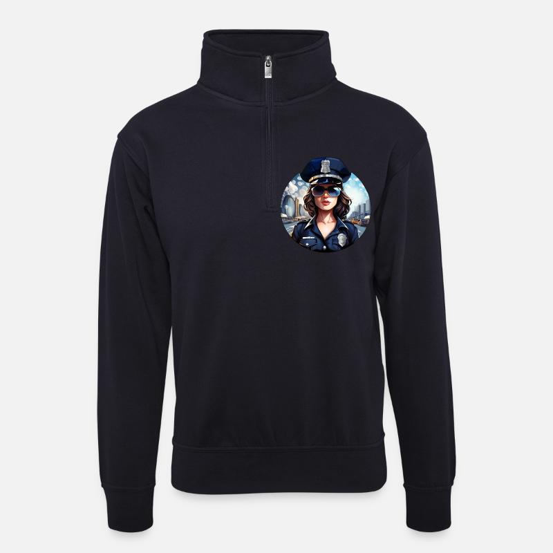 Polizistin - Unisex Pullover mit Zip-Kragen - Dunkelnavy