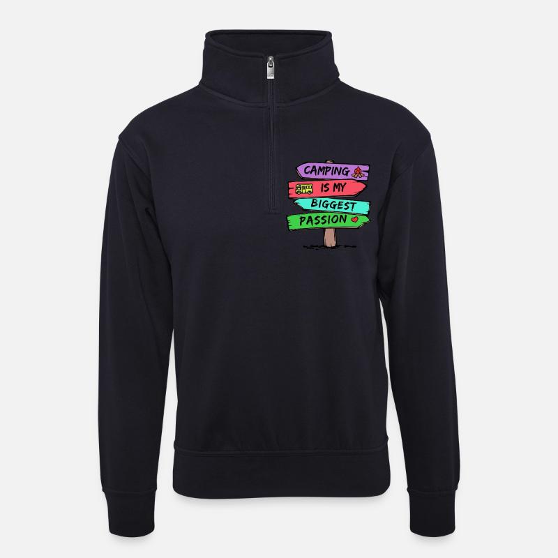 Camping Statement Wohnwagen Camper Urlaub Wanderer - Unisex Pullover mit Zip-Kragen - Dunkelnavy