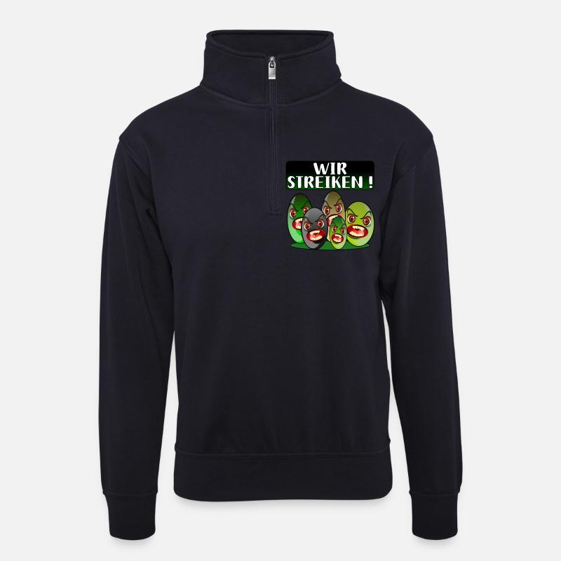 Streiken - Unisex Pullover mit Zip-Kragen - Dunkelnavy