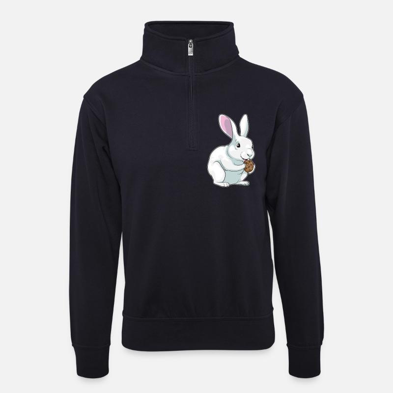 Biscuit lapin - Sweat col montant zippé unisexe - bleu marine foncé