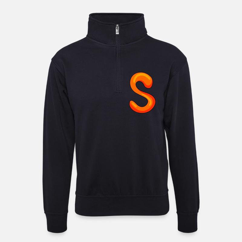Buchstabe S Anfangsbuchstabe - Unisex Pullover mit Zip-Kragen - Dunkelnavy