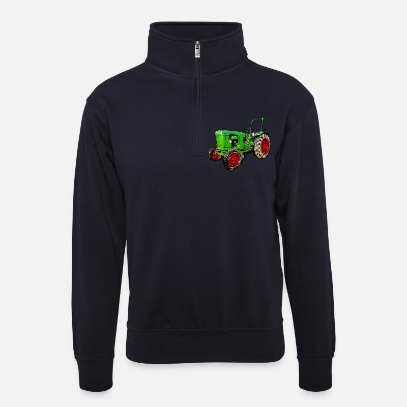 Alter Traktor Deutz D25 - Unisex Pullover mit Zip-Kragen - Dunkelnavy