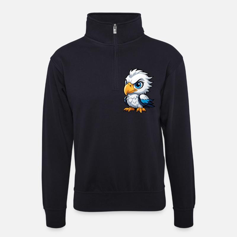 Cheeky Eagle Chick - Unisex Pullover mit Zip-Kragen - Dunkelnavy