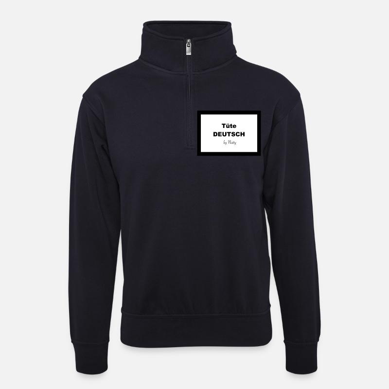 Tüte DEUTSCH - Unisex Pullover mit Zip-Kragen - Dunkelnavy