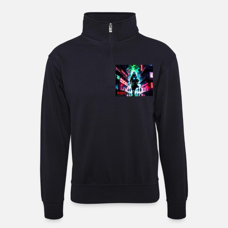 city apocalyptic - Unisex Pullover mit Zip-Kragen - Dunkelnavy