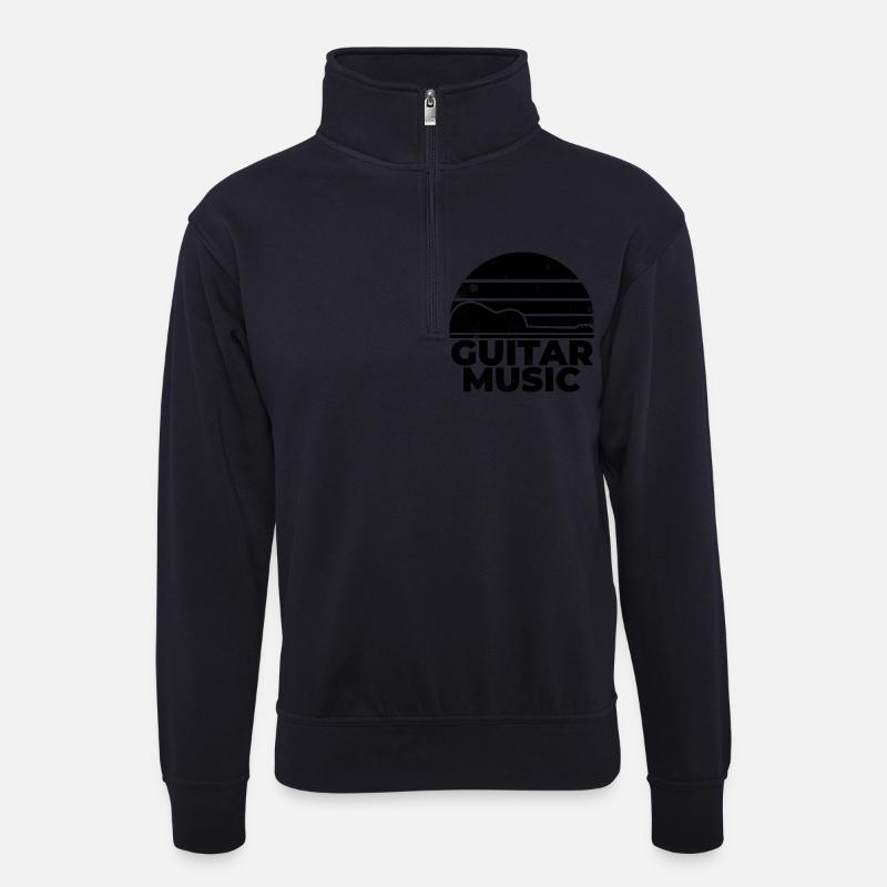 Gitarrenmusik - Unisex Pullover mit Zip-Kragen - Dunkelnavy