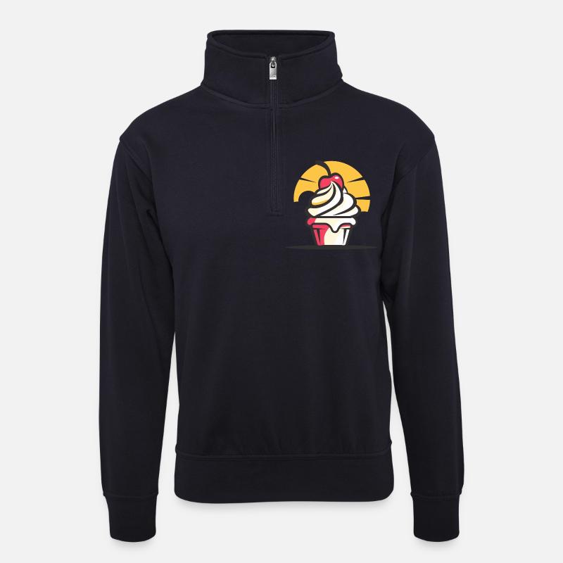 Eiscreme Zeichnung - Unisex Pullover mit Zip-Kragen - Dunkelnavy