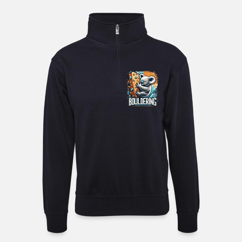 Bouldern Koala Geschenk - Unisex Pullover mit Zip-Kragen - Dunkelnavy