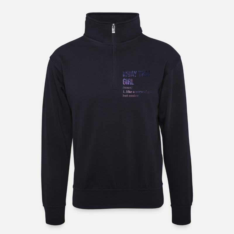Muay Thai - Unisex Pullover mit Zip-Kragen - Dunkelnavy