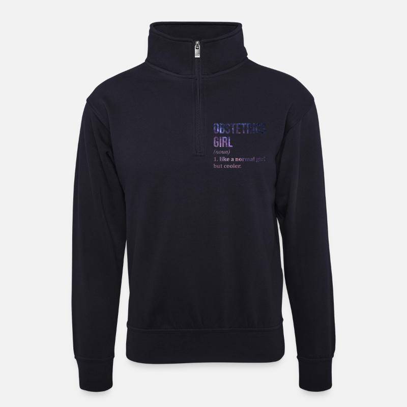 Geburtshilfe - Unisex Pullover mit Zip-Kragen - Dunkelnavy