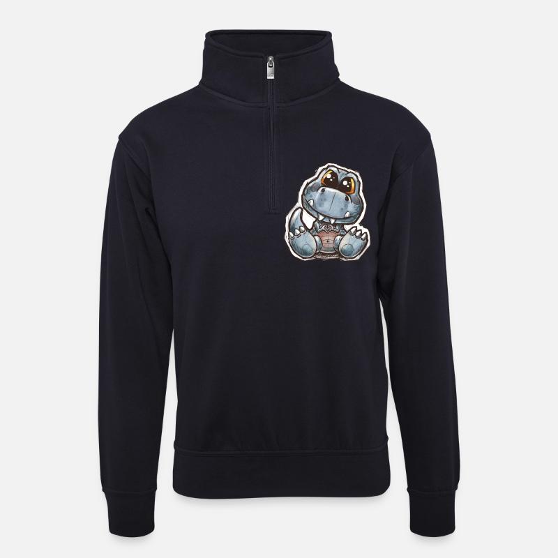 ptitdino - Unisex Pullover mit Zip-Kragen - Dunkelnavy