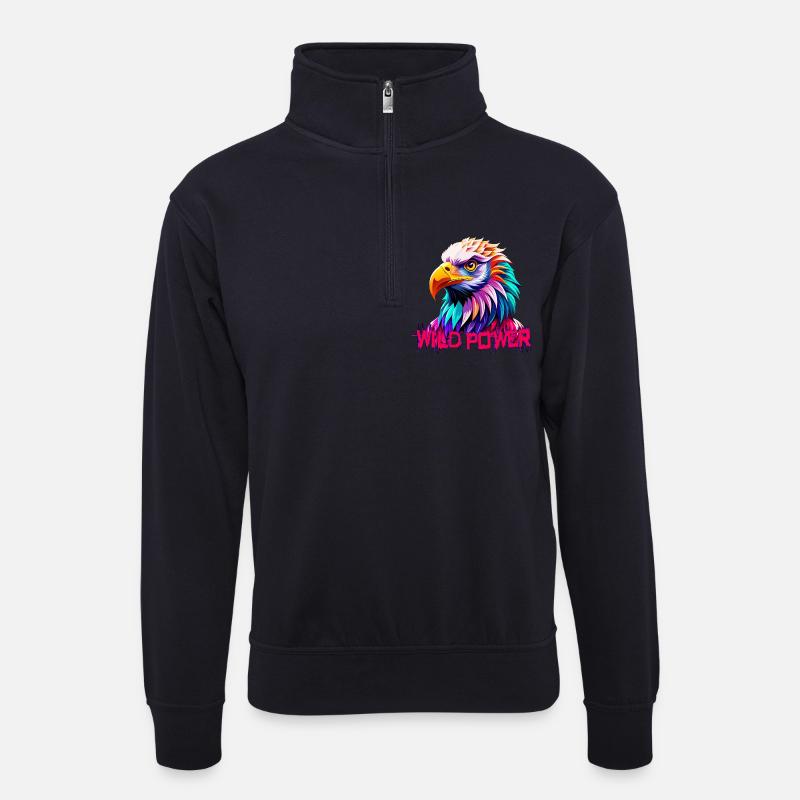 Adler Wild Power - Unisex Pullover mit Zip-Kragen - Dunkelnavy