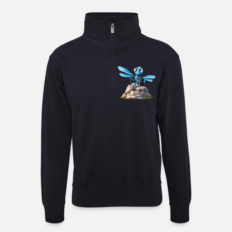 Libelle Bergsteiger / Wandern Libellen - Unisex Pullover mit Zip-Kragen - Dunkelnavy