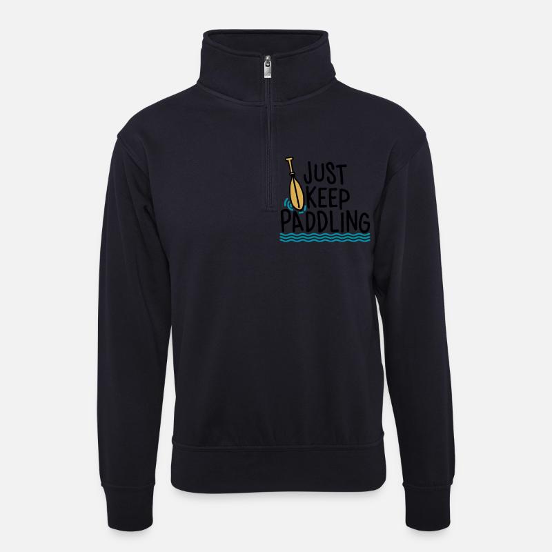 Just Keep Paddling - Unisex Pullover mit Zip-Kragen - Dunkelnavy