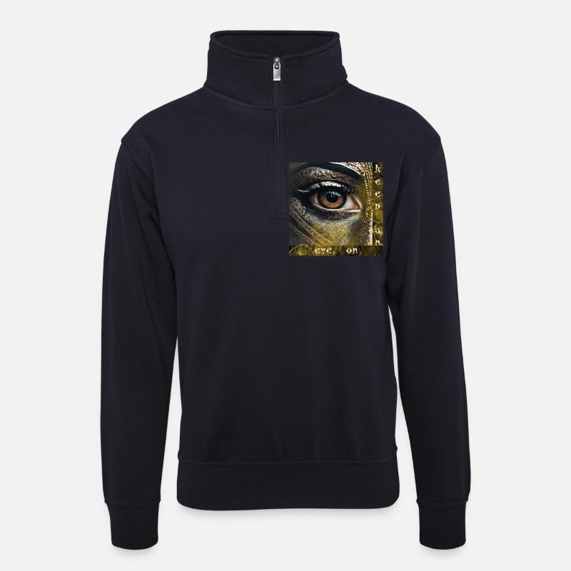 keep an eye on - Observation mode - Unisex sweater with zip collar - dark navy