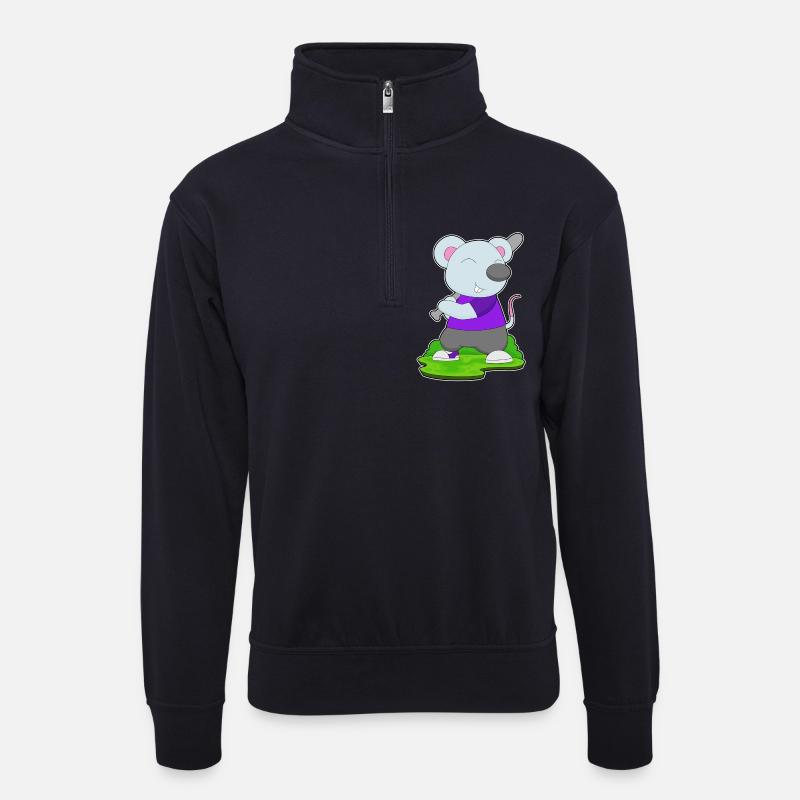 Maus Baseball Baseballschläger - Unisex Pullover mit Zip-Kragen - Dunkelnavy