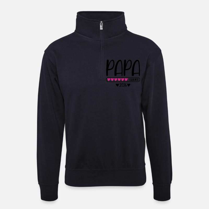 Papa 2026 loading - Unisex Pullover mit Zip-Kragen - Dunkelnavy