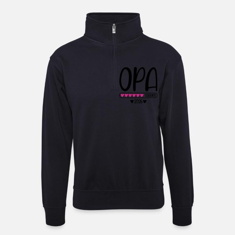 Opa 2026 loading - Unisex Pullover mit Zip-Kragen - Dunkelnavy