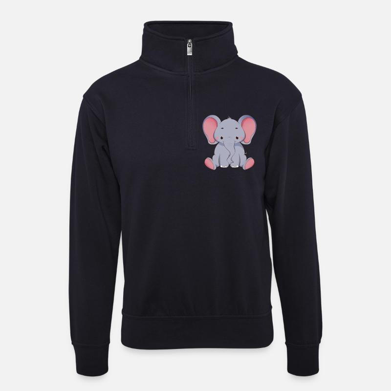 Elefant - Unisex Pullover mit Zip-Kragen - Dunkelnavy