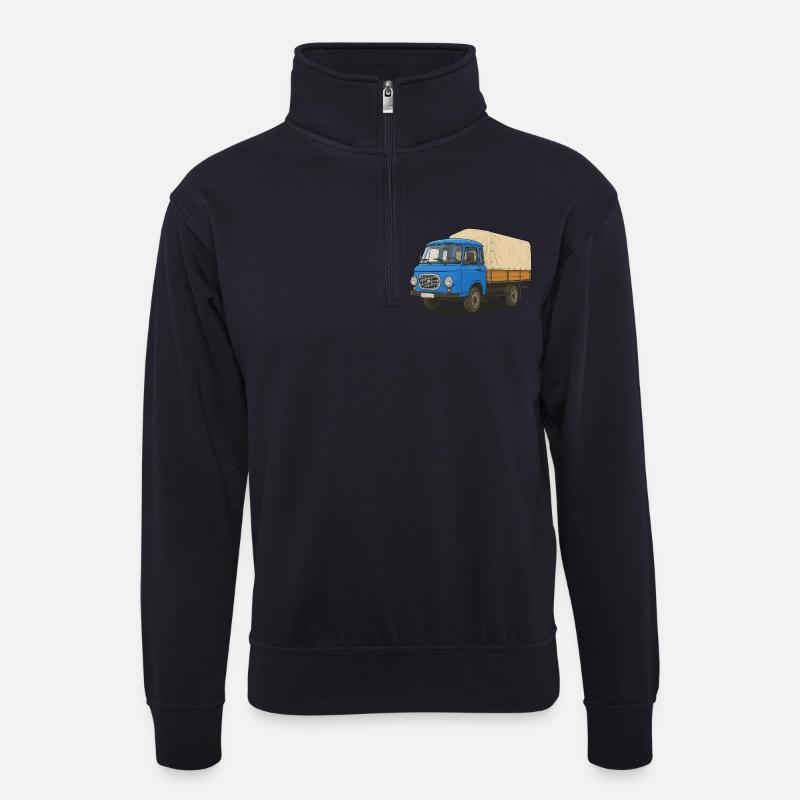 Plateau Est - Sweat col montant zippé unisexe - bleu marine foncé