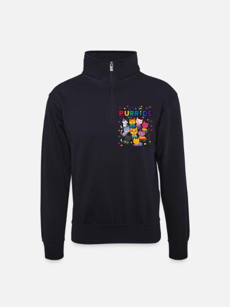 Purride LGBT Cats - Unisex sweater with zip collar - dark navy