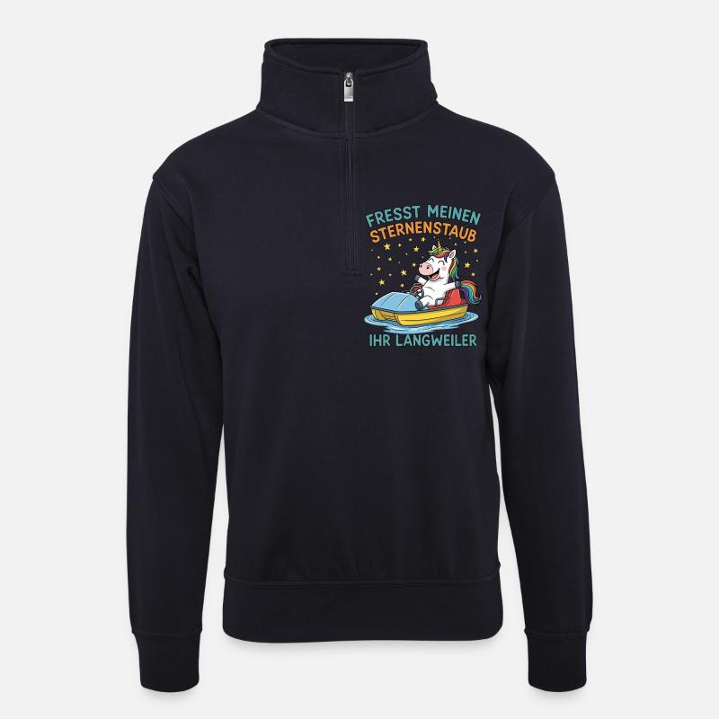 Einhorn Tretbootfahrt - Unisex Pullover mit Zip-Kragen - Dunkelnavy