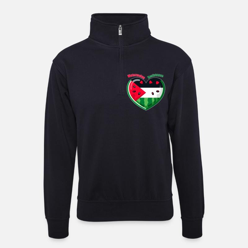 Resistenz der Wassermelone - Unisex Pullover mit Zip-Kragen - Dunkelnavy