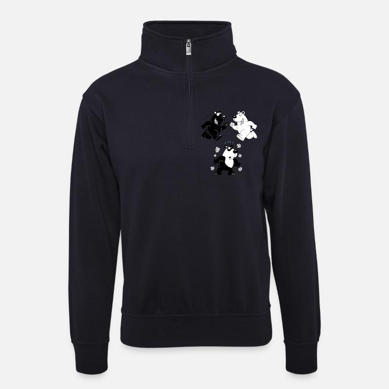 Die Geburt des Pandas - Unisex Pullover mit Zip-Kragen - Dunkelnavy