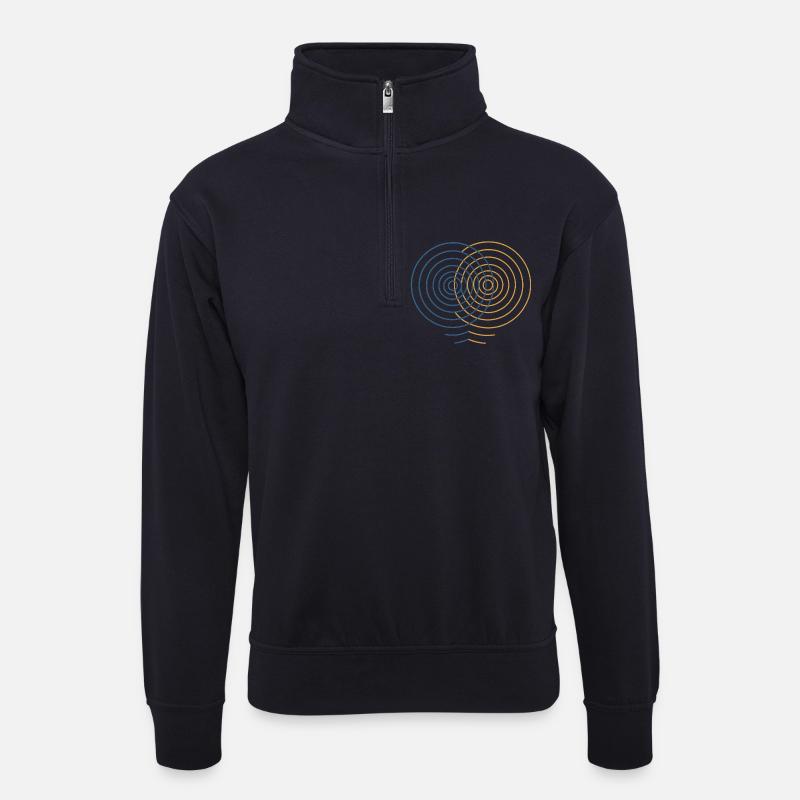 Concentric Interference – Physics Design - Unisex sweater with zip collar - dark navy