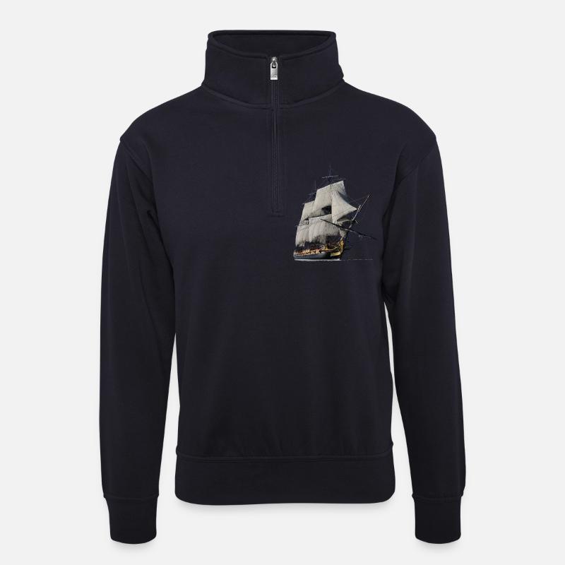 Segelschiff - Unisex Pullover mit Zip-Kragen - Dunkelnavy