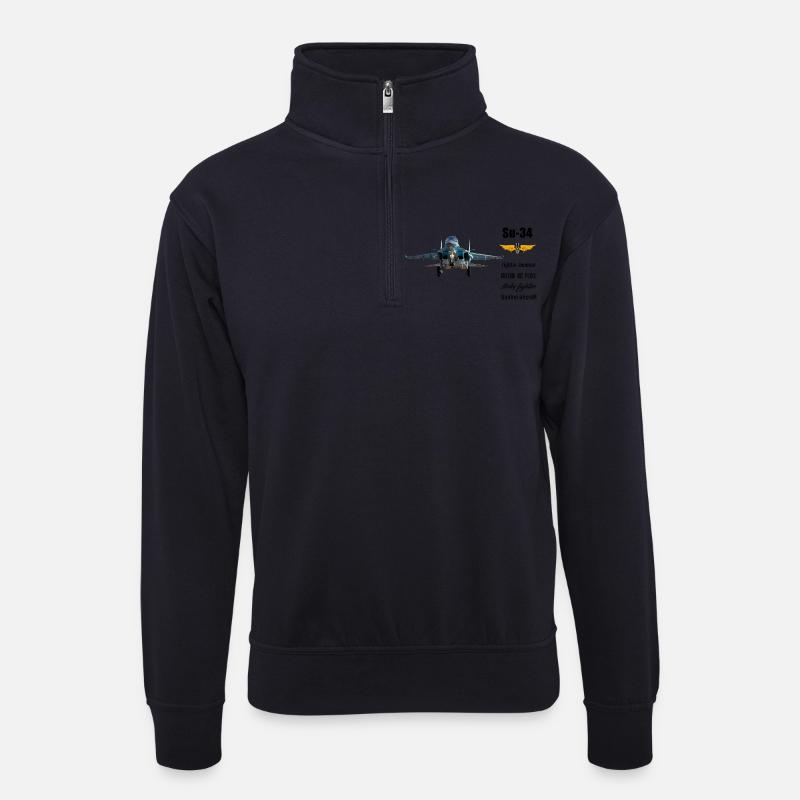 Su-34 - Unisex Pullover mit Zip-Kragen - Dunkelnavy