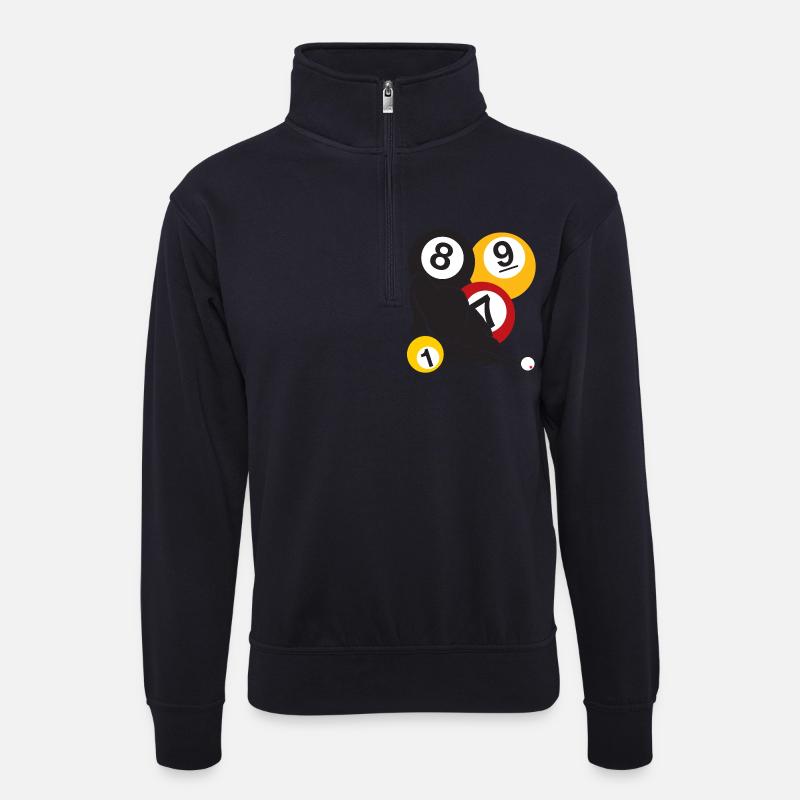 Billard-Fokus - Unisex Pullover mit Zip-Kragen - Dunkelnavy